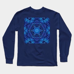 Deep Blue Dive Kaleidoscopic Mandala Number 1 Long Sleeve T-Shirt